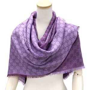 NEW Gucci Monogram GG Logo 2 Tone Scarf Square Purple 140x140cm